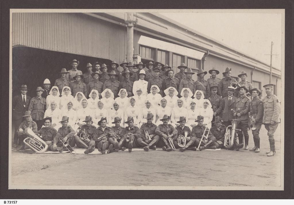 A photograph depicting members of the Semaphore Cheer Up Group. SLSA B 73157 