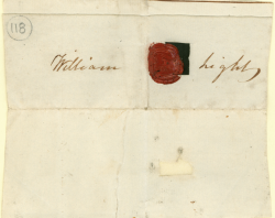 Wax impression of William Light's private seal, with signature 'William Light'. SLSA: PRG 1/3/118