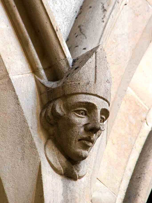 Carving of Bishop Short in the archway on the southern side of the nave of St Peter's Cathedral, North Adelaide 2006 [B 69998]. Image courtesy Toby Woolley.
