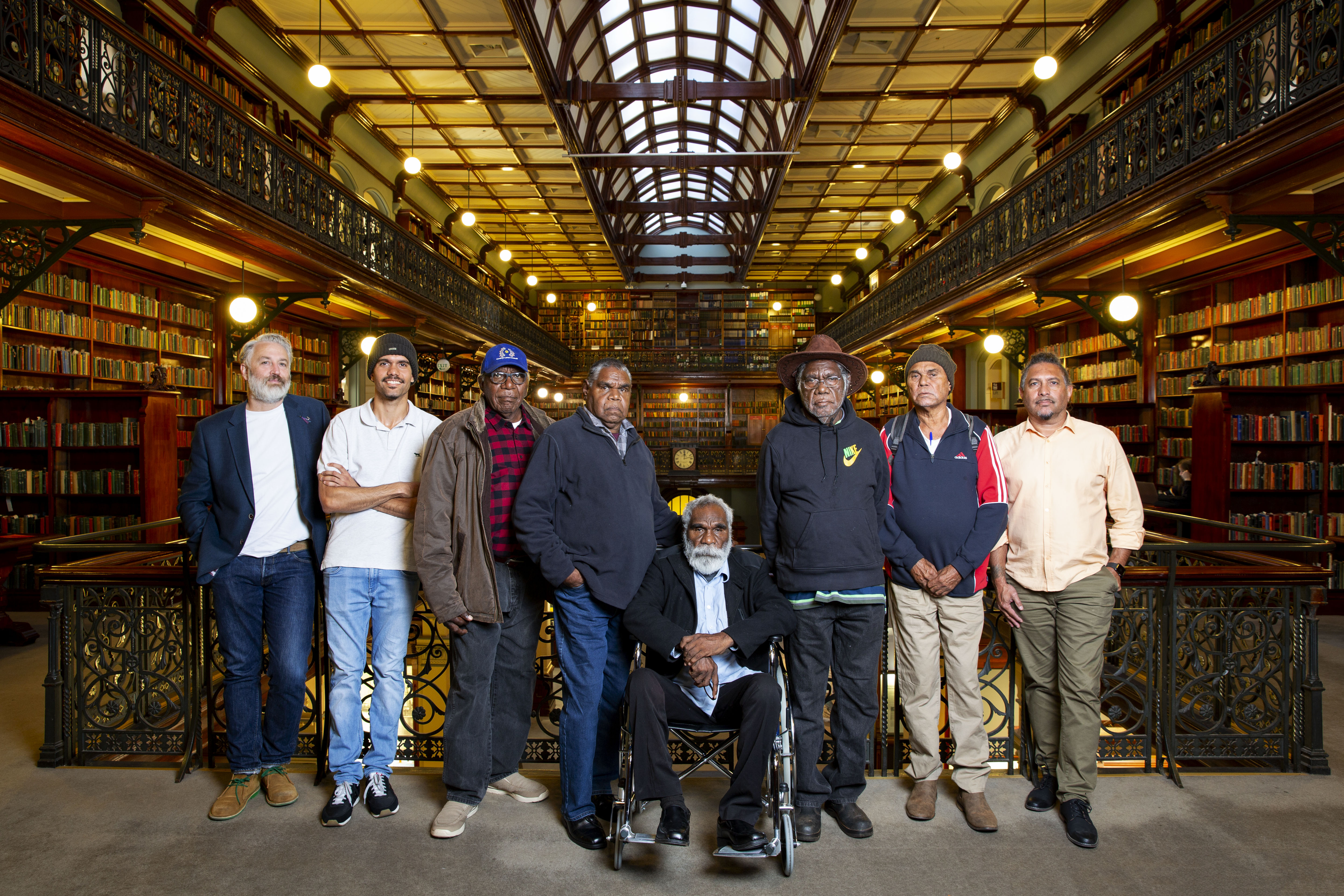 Walpiri Elders visiting the State Library, location Mortlock Library. Photographer Toby Woolley