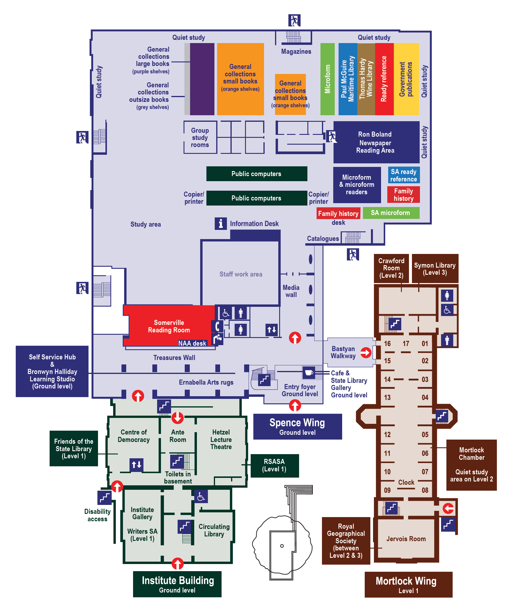 Map, floor plan of the State Library of South Australia