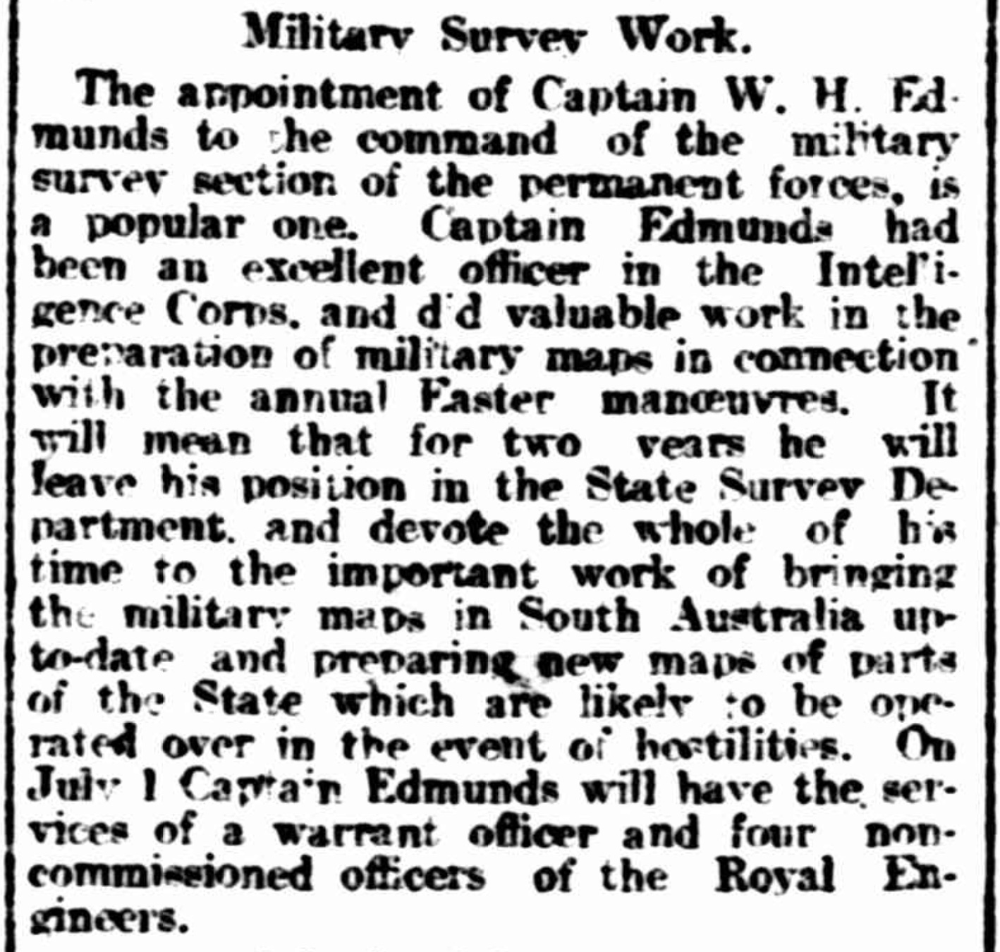 Military Survey Work, TheAdvertiser, 08 June 1912. NLA: Trove