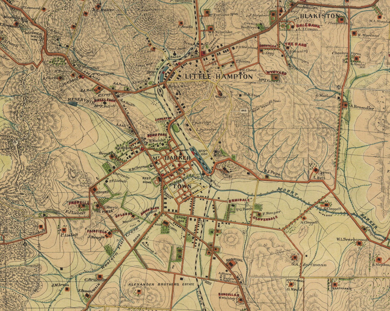 Detail from a Topographic sketch of Mount Barker 1936. SLSA: C285