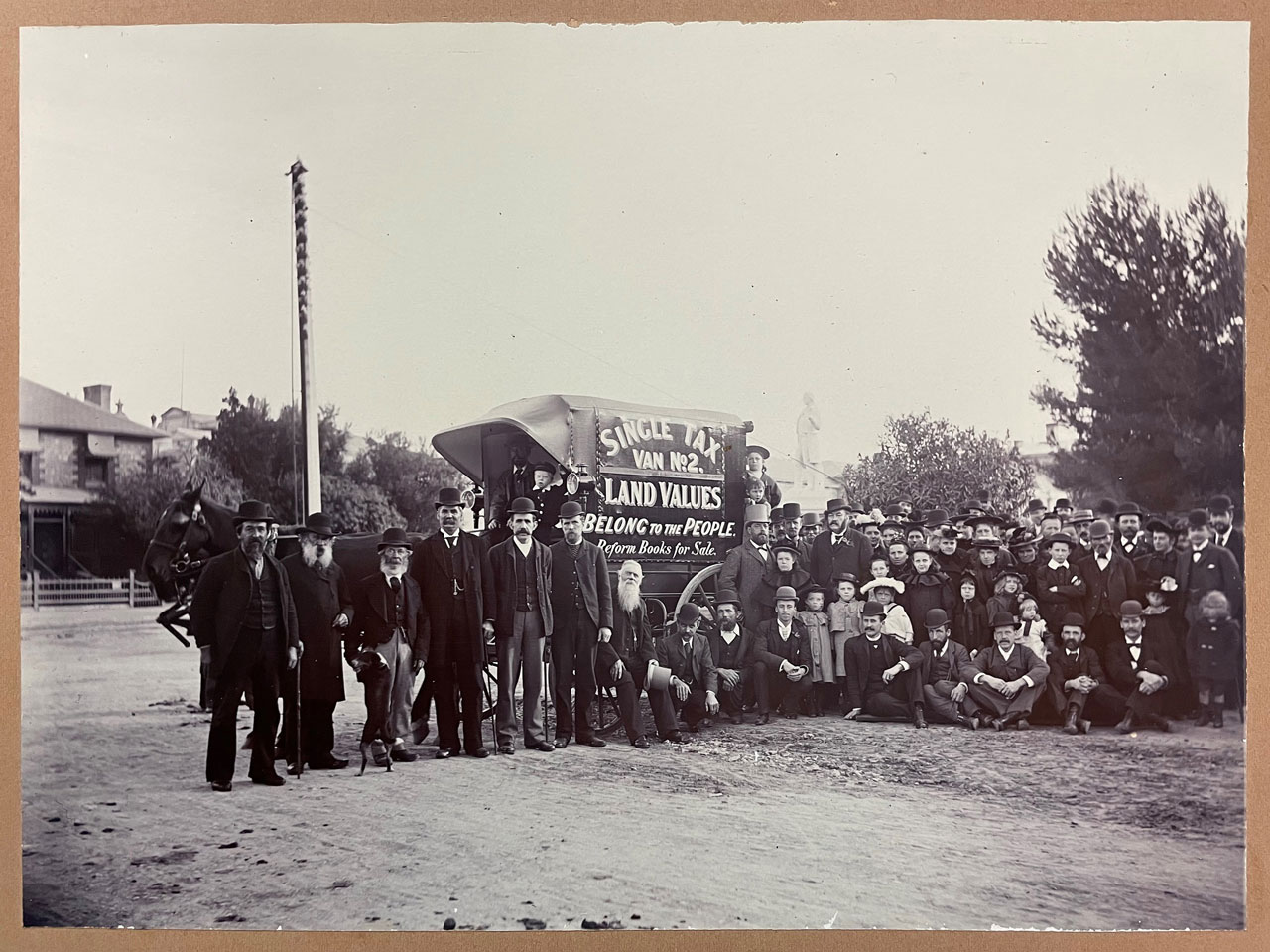 Launch of the Single Tax Van No. 2 Campaign, North Terrace, 10 August 1895. SLSA: B 78647   