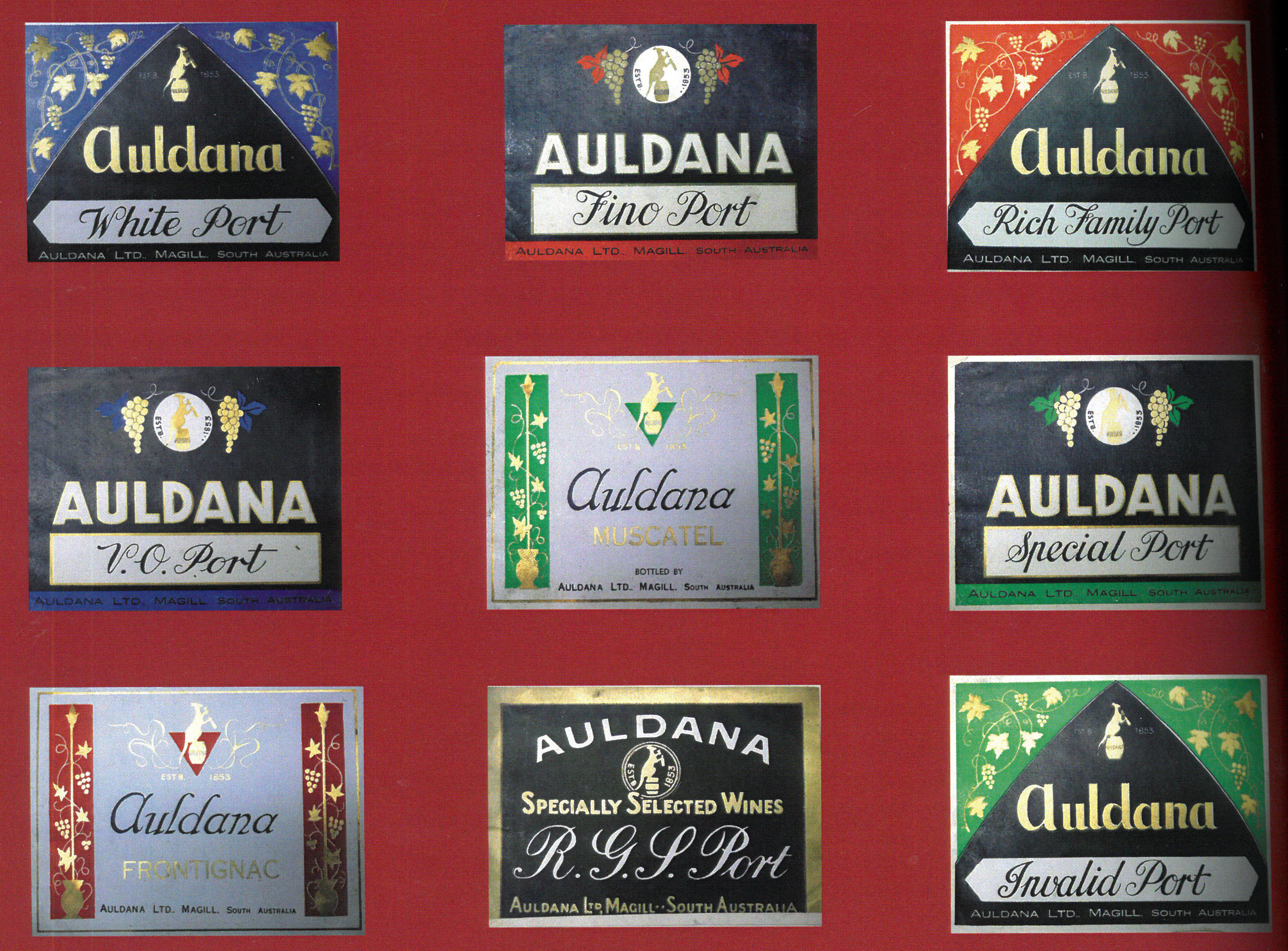 Auldana wine labels. 