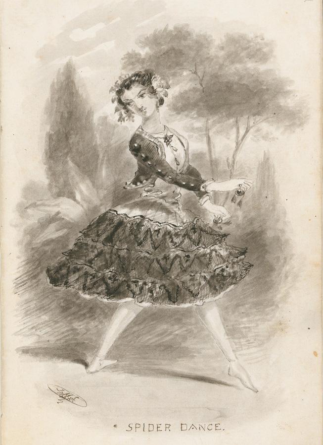 Sketch of Lola Montez, dancing the 'Spider Dance' SLSA: B 9422/2