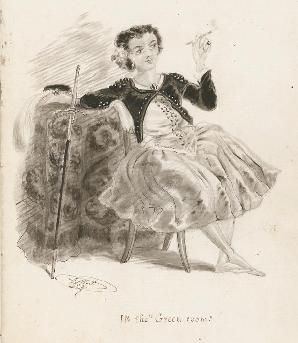 Sketch of Lola Montez, in 'The Green Room' SLSA: B/9422/4