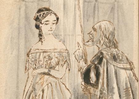 Sketch of Miss Graham as Ophelia. SLSA: B 9422/5