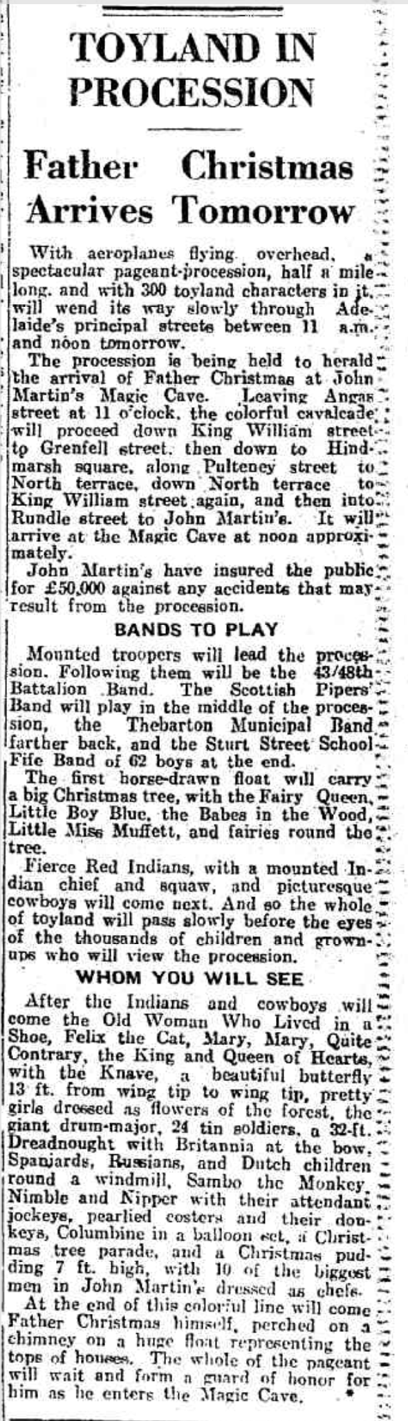 1933 'TOYLAND IN PROCESSION', News. A newspaper clipping.