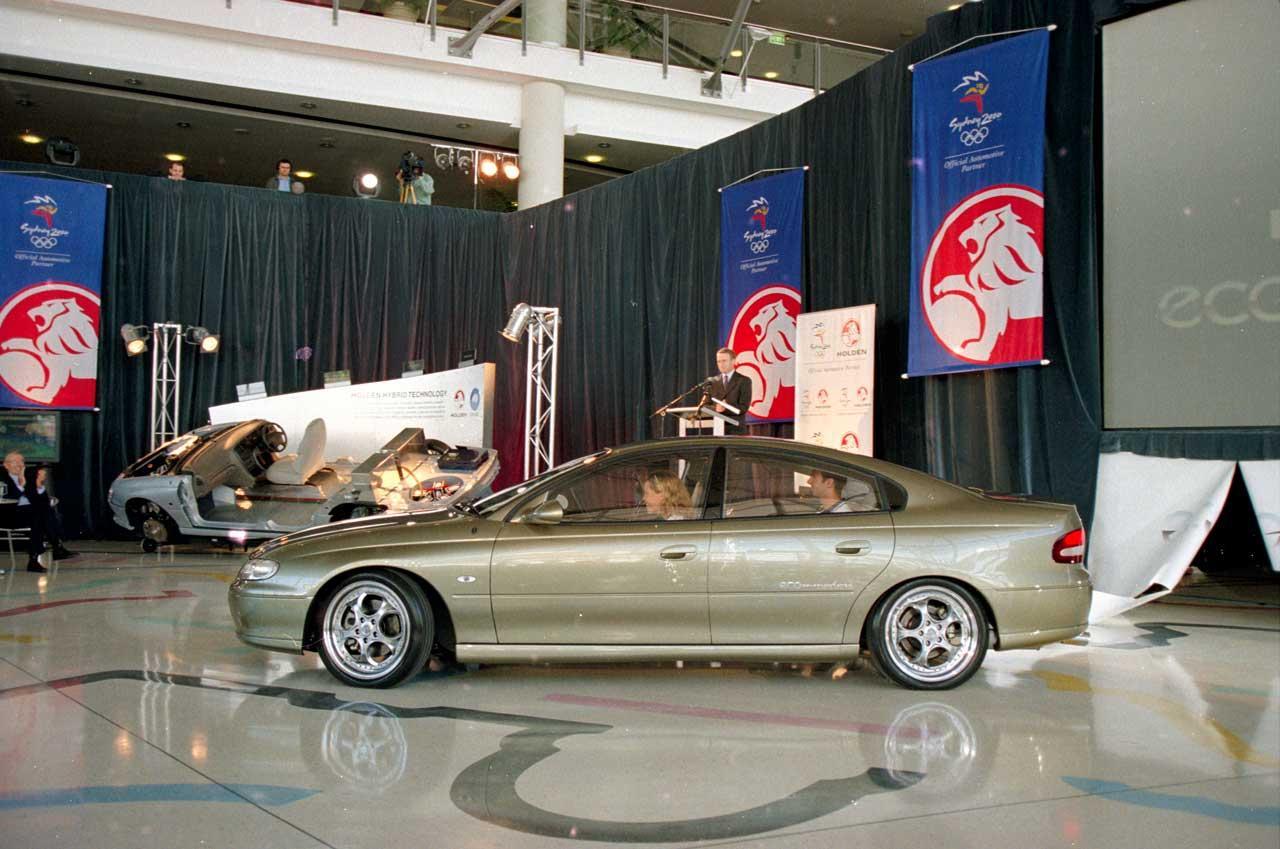 Official event unveiling Holden's hybrid-electric concept car, the ECOmmodore, Homebush, Sydney. SLSA: BRG 213/199/8/2/80