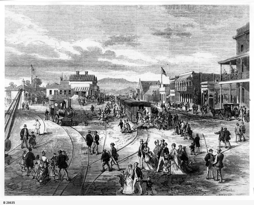​​​​​​​Glenelg-Victoria Square Line. Moseley Square Train Terminus, 1875. SLSA: B 28635