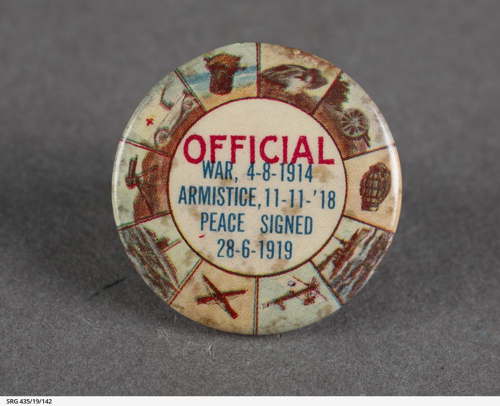 Official Armistice Peace badge 1919 SLSA: SRG 435/19/142
