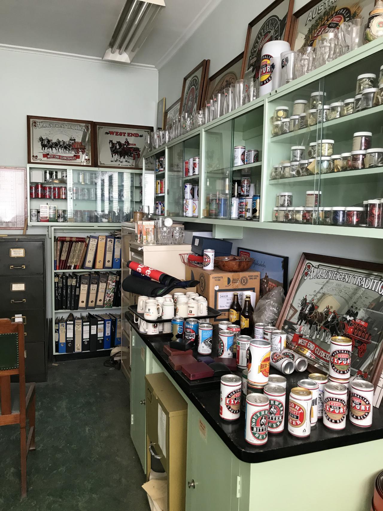 One of the store room featuring records and memorabilia of the SA Brewing Company.