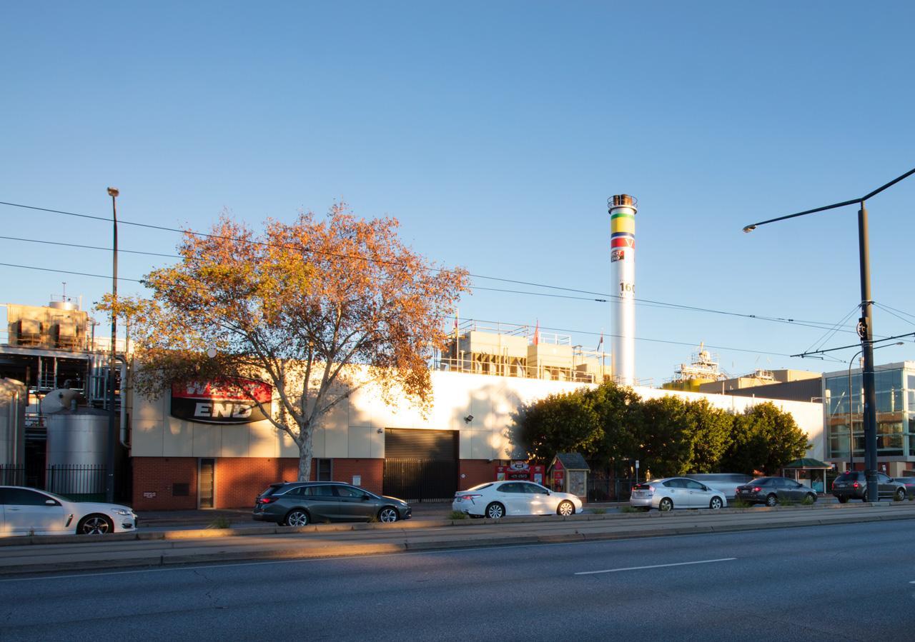 The SANFL West End Brewery chimney stack, photo taken by Toby Woolley. SLSA: 