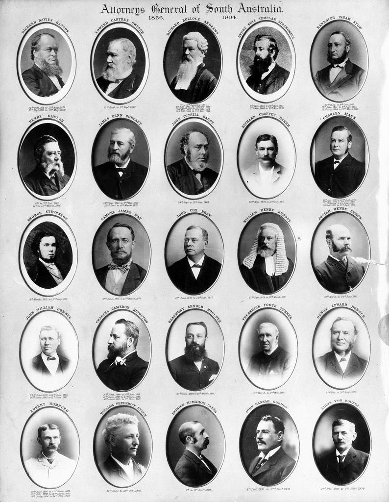 SA Attorneys General between 1856 to 1904. SLSA: B 4696