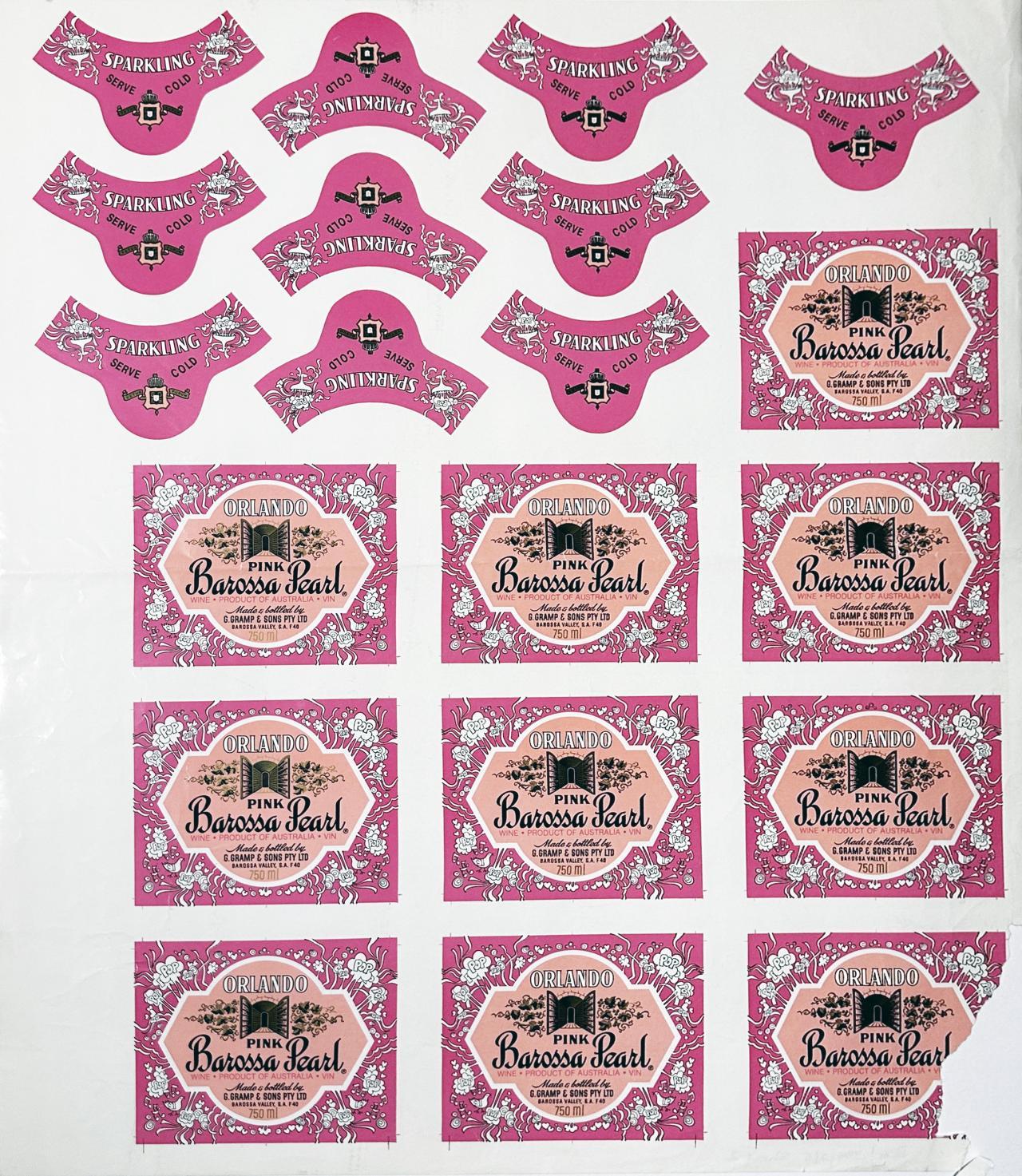 Barossa Pearl - Pink, Orlando wine labels. SLSA Wine Literature Collection.