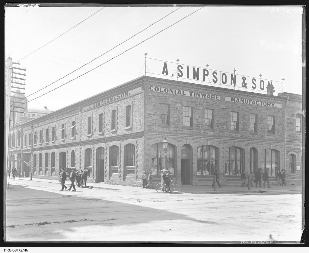 A Simpson & Son, Gawler Place corner of Grenfell Street, 1899. SLSA: PRG 631/2/46 