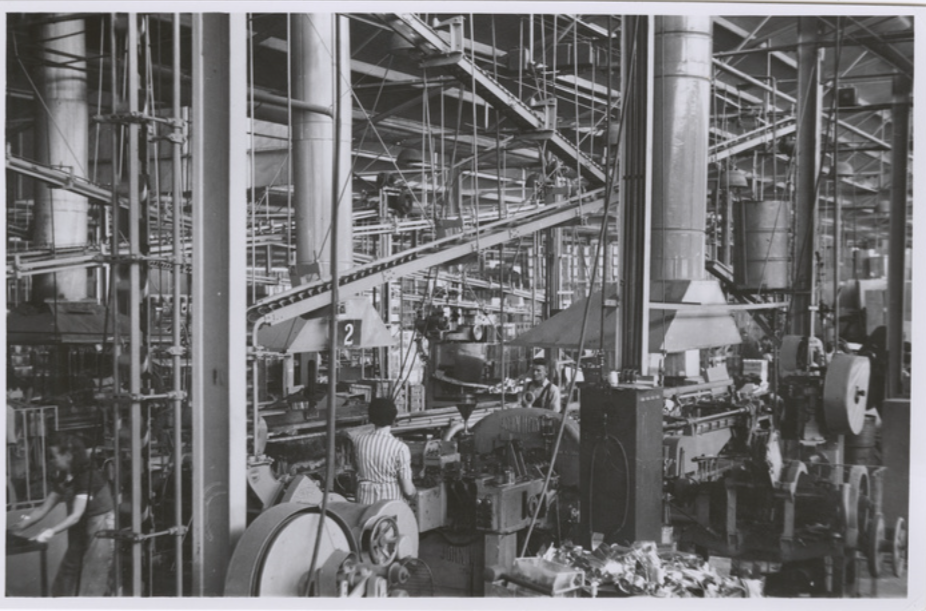 Automatic can-making machinery used to manufacture jam tins and condensed milk cans, c1951. SLSA: BRG 9/36/188 