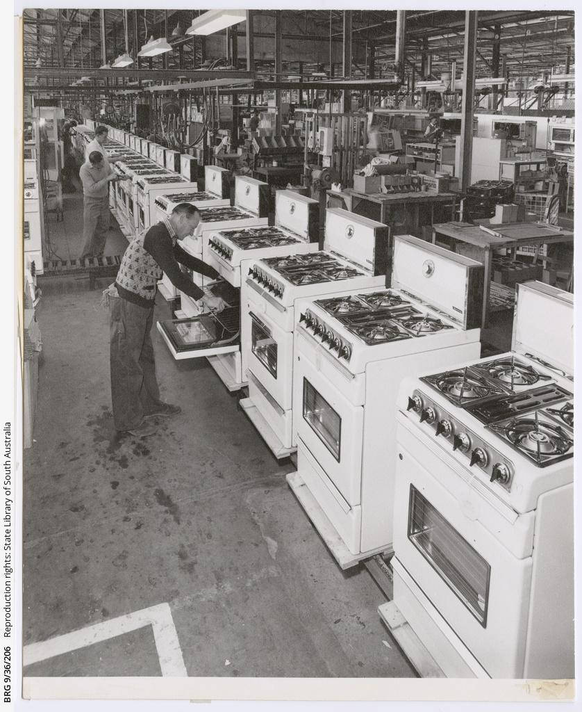 Gas cooker final assembly line, c1950. SLSA: BRG 9/36/206 