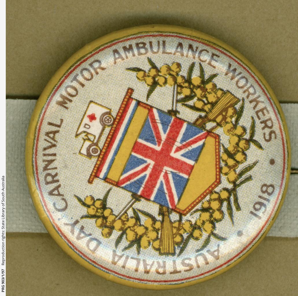 WW1-Australia Day badge for Motor Ambulance Workers-1918 