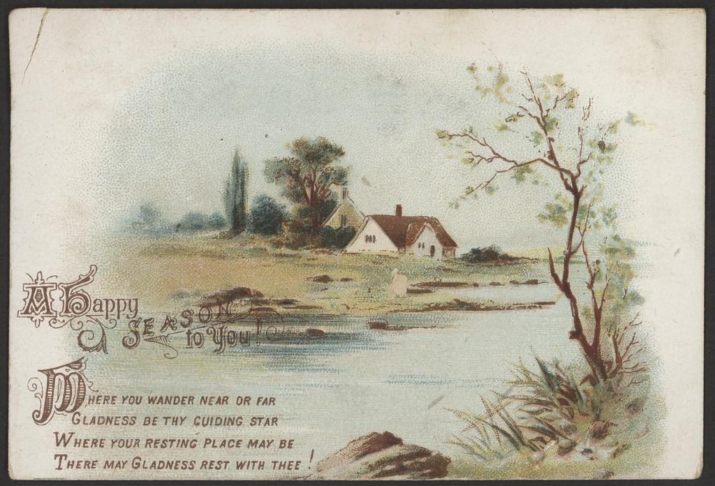 'A Happy Season to You' with verse and Christmas Cottage. SLSA: PRG 337/3/8