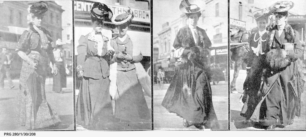Fashionably dressed women shopping in Adelaide in 1906. SLSA: PRG 280/1/30/208   