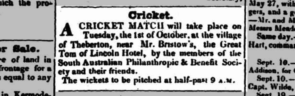 Cricket match advert, 1839