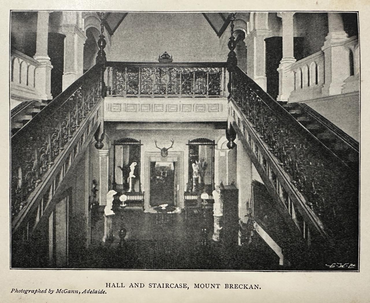 Mount Bracken's entrance hall and staircase, published in the book Footsteps.