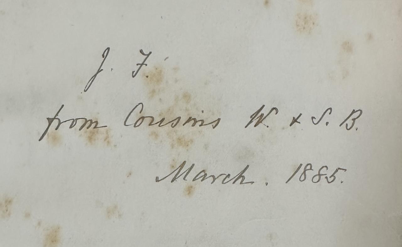 A note in the book: The poetical words of Henry W. Longfellow.
