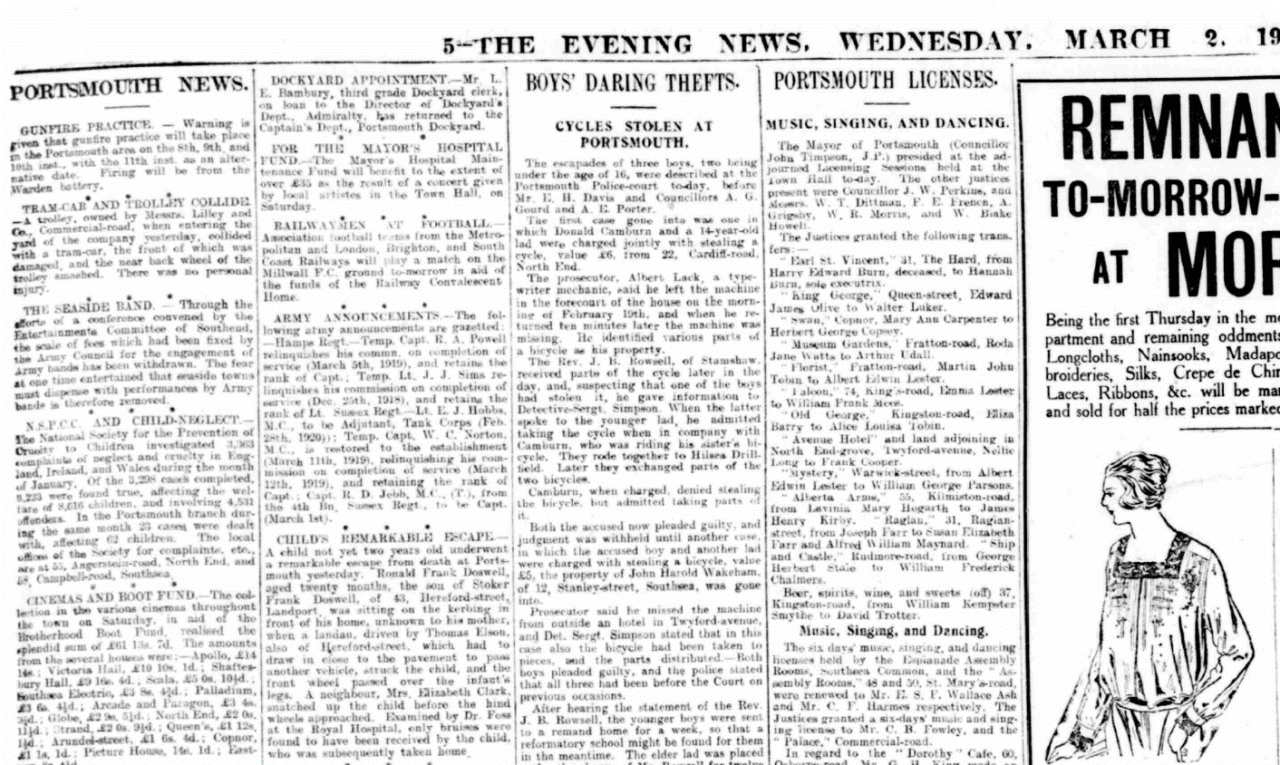Portsmouth Evening News Wednesday 2 March 1921