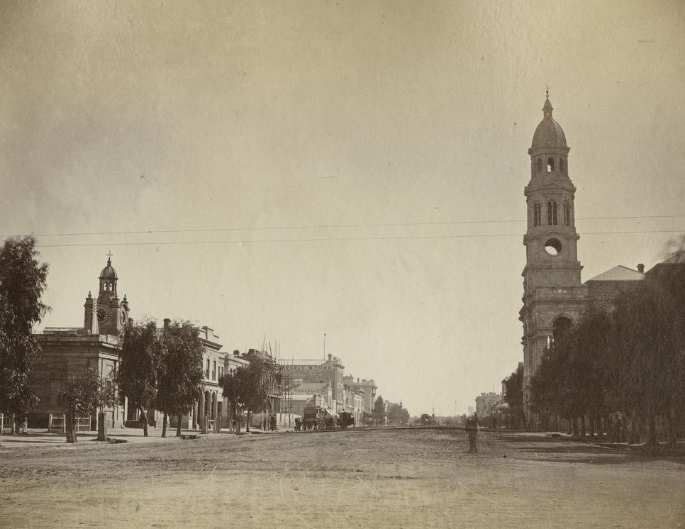 View of Kind William street, Adelaide in 1866. SLSA: B 73319/2