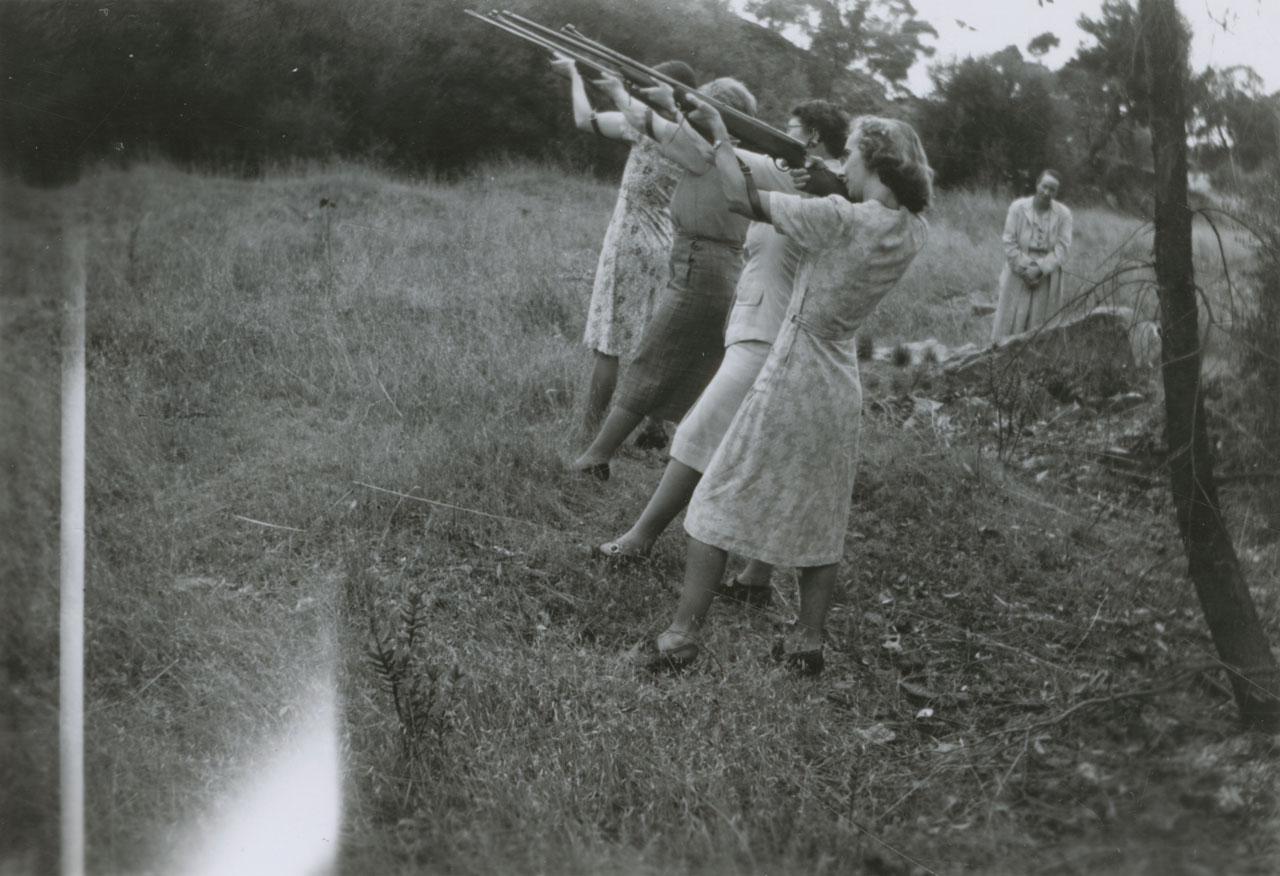 Defence Society members practice shooting at Carrick Hill. 