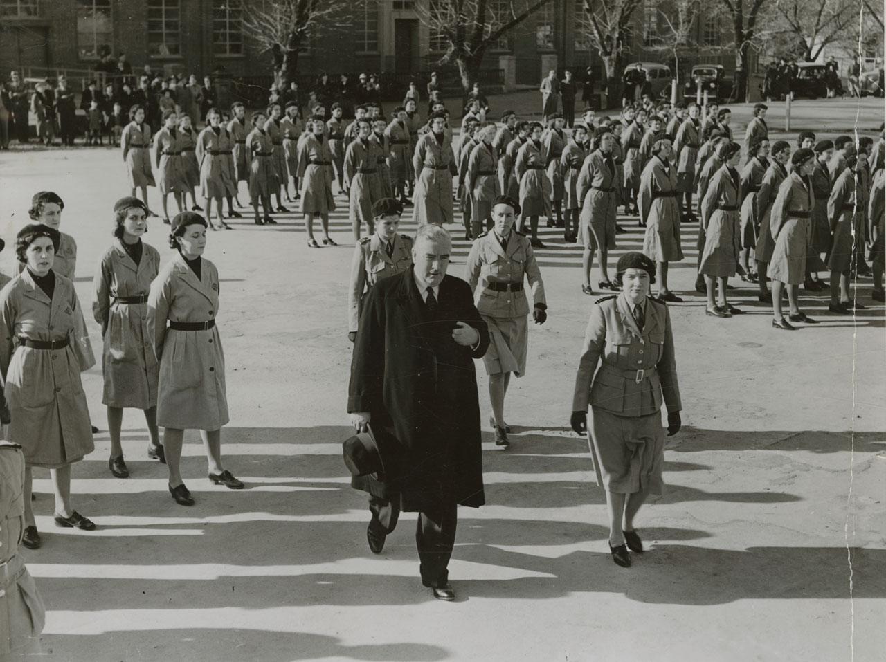 R. G. Menzies inspecting W.A.T.C. parade