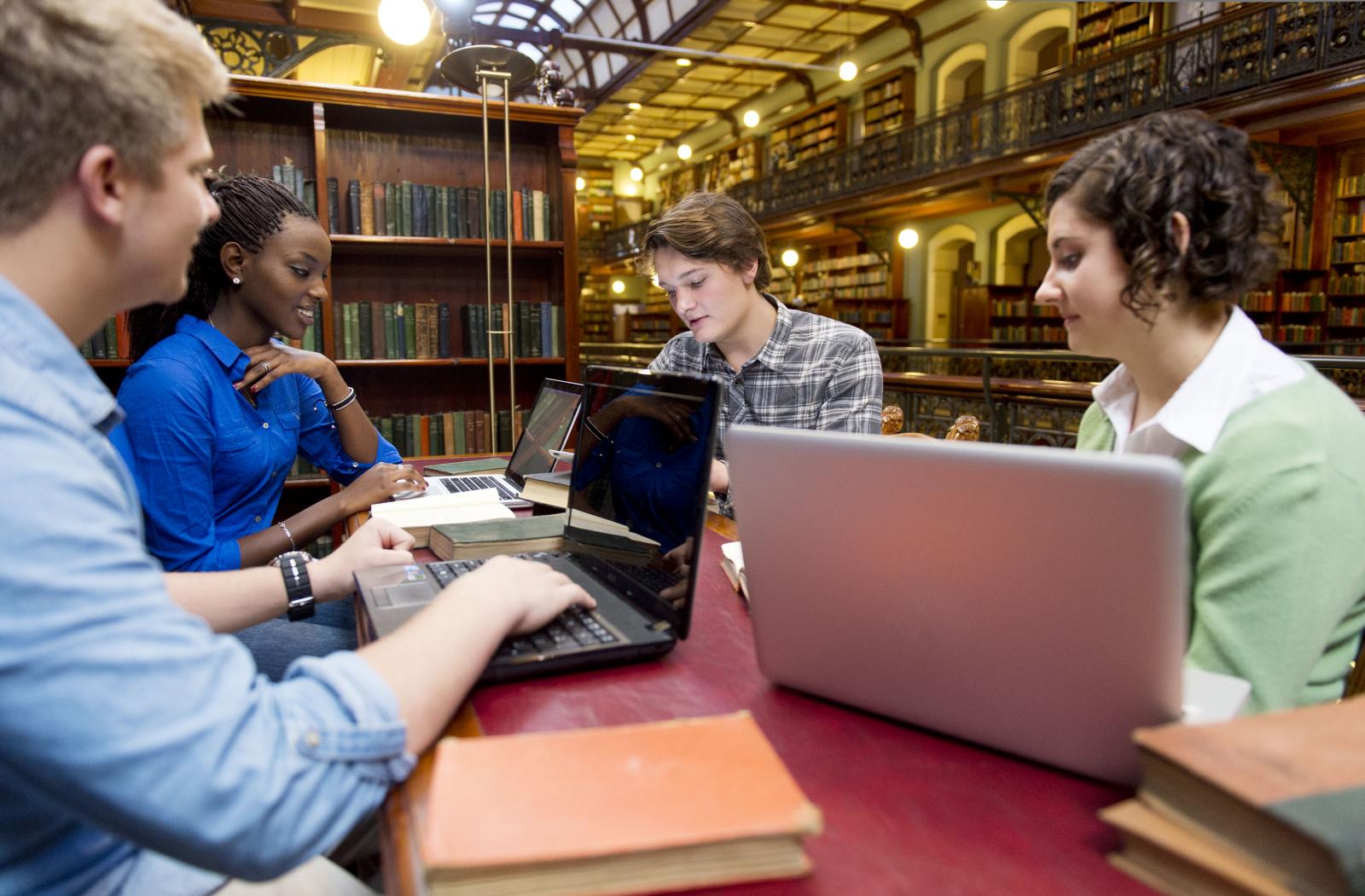 Students studying in the Mortlock Wing, photo taken by Peter Fisher