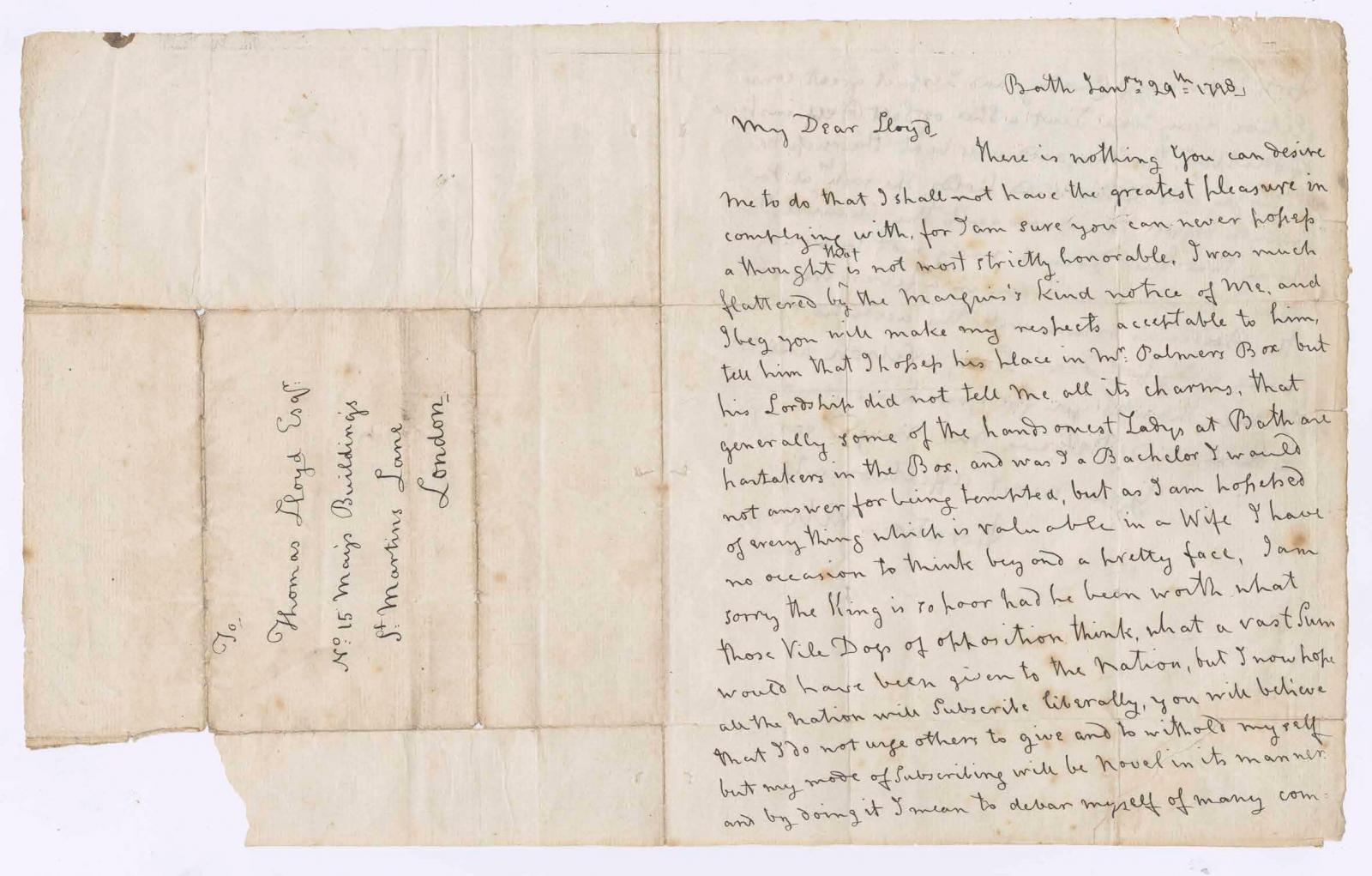 Lord Horatio Nelson's letter to Thomas Lloyd. SLSA: 941.073 N426