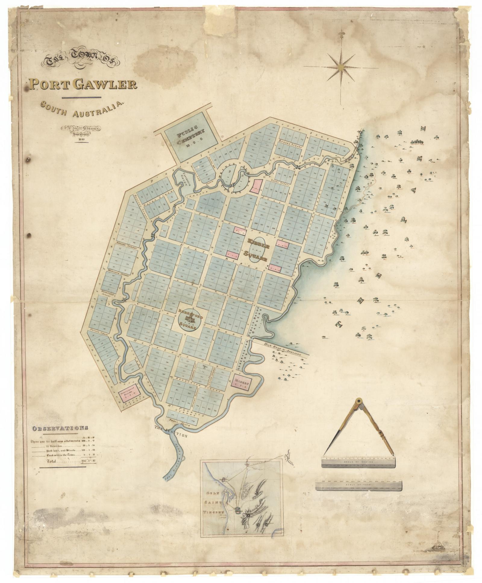 Map of The Town of Port Gawler 1840 SLSA C 1181