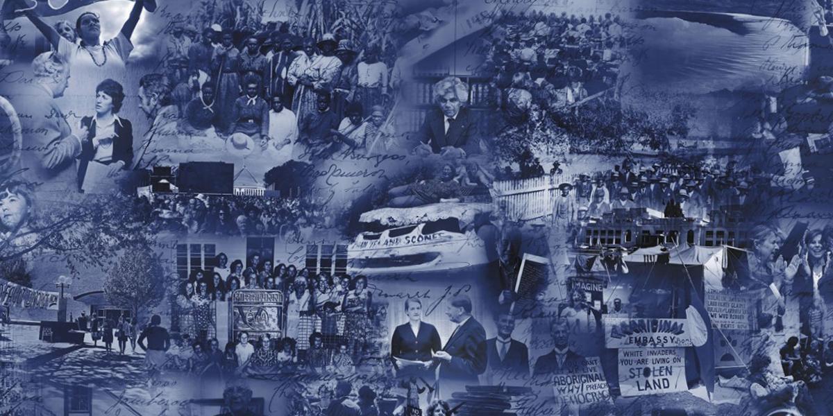 A collage of photos showing people and events in Australia.