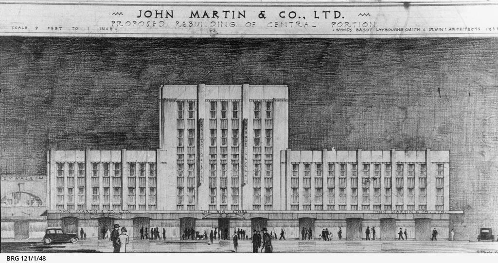 Architectural drawing of a John Martin's store. SLSA: BRG 121/1/48