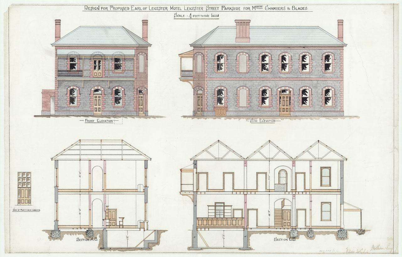 Architectural drawing of the Earl of Leicester. SLSA BRG 238/1/1
