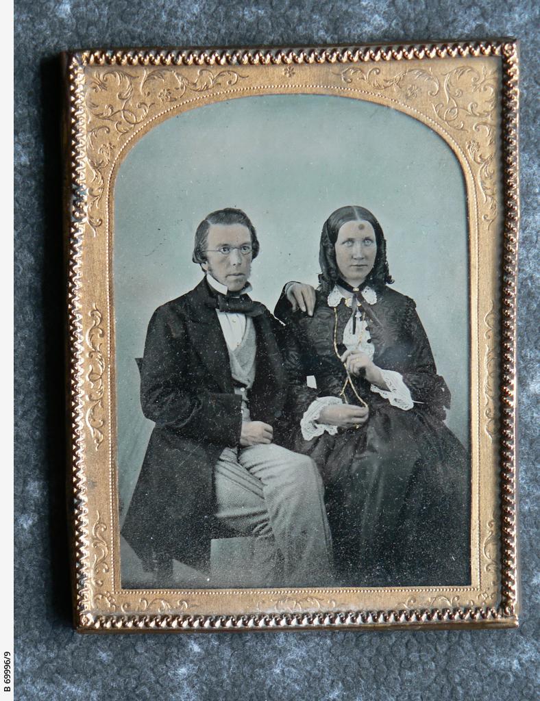An ambrotype photograph of Charles and Alice Todd, 1855. SLSA: B 69996/9