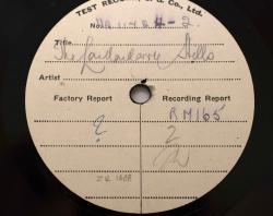 Image of a test record of 'The Londonderry Stills' featuring Clara Serena.