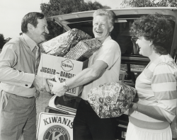 Volunteers from Reynella Kiwanis and Noarlunga Anglican Church with gifts for Christmas. SLSA: B 70869/1880