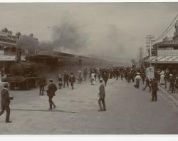 Glenelg train in southern King William Street SLSA: B 4397