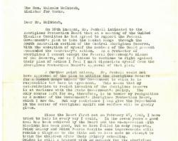 Letter written by Charles Duguid to Malcolm McIntosh, page 1. SLSA PRG/387/2