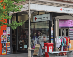Red Cross op shop, Rundle Street, 2022. Photo by Jenny Scott. SLSA: PRG 1629/29/7