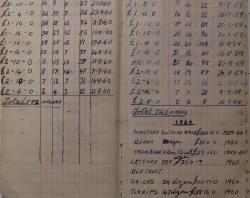 Handwritten records of tomato sales in 1959 and 1960.