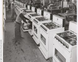 Gas cooker final assembly line, c1950. SLSA: BRG 9/36/206 