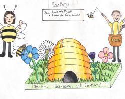 Bee Merry mini float design, by Lia Mewett