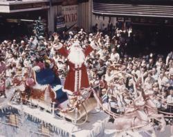 Father Christmas during the 1965 John Martin's Christmas Pageant. SLSA: B 74438/3