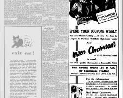 Miller Anderson's advert for ration coupons.